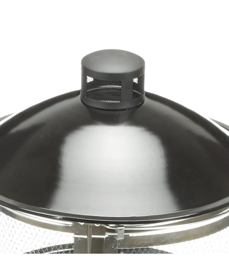 Four Seasons Courtyard Portable Fire Pit, 28" Outdoor Fireplace w/ Sliding Door