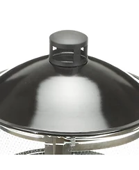 Four Seasons Courtyard Portable Fire Pit, 28" Outdoor Fireplace w/ Sliding Door