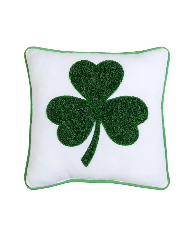 C&F Home 3 Leaf Clover St. Patrick's Hooked Throw Pillow, 10" x 10
