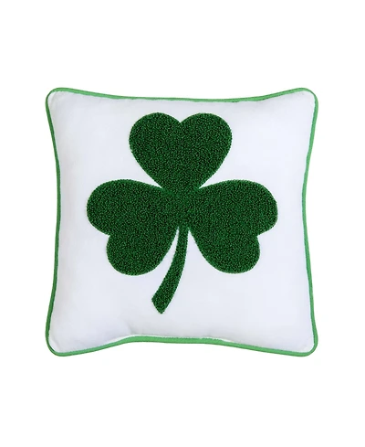 C&F Home 3 Leaf Clover St. Patrick's Hooked Throw Pillow, 10" x 10