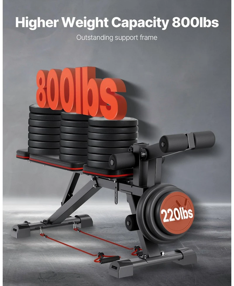 Mecale Weight Bench, 800 lb Adjustable Bench Press with Leg Extension and Preacher Pad for Home Gym Strength Training