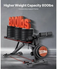 Mecale Weight Bench, 800 lb Adjustable Bench Press with Leg Extension and Preacher Pad for Home Gym Strength Training