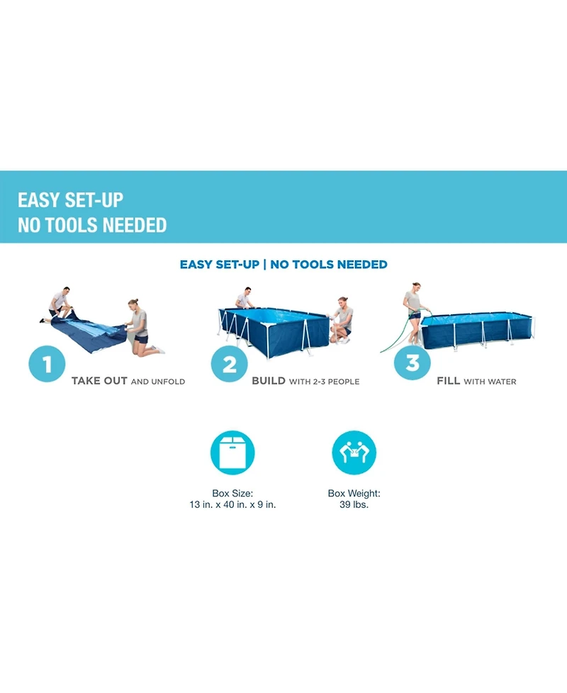 Bestway Steel 9'10" x 6'7" x 26" Rectangle Above Ground Pool w/DuraPlus Liner