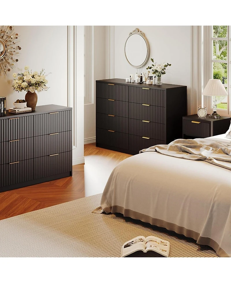 gaomon Drawer Dresser for Bedroom Storage, Modern Dressers & Chests of Drawers with Fluted Front