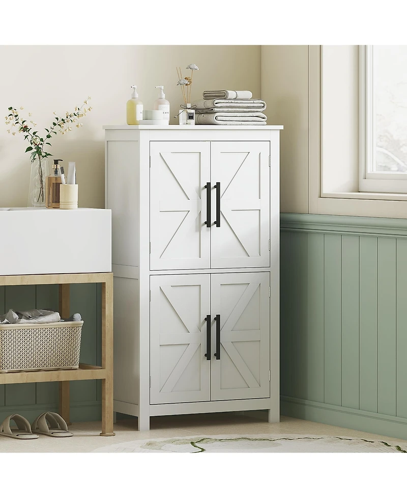 Homcom Bathroom Floor Cabinet, Farmhouse Bathroom Cabinet with Doors,