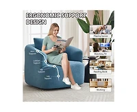 Sumyeg 360°Swivel Round Upholstered Comfy Chair With One Soft Pillow High-Resilience Sponge Single Sofa
