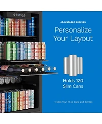 hOmeLabs 120 Can Beverage Refrigerator Cooler Glass Door Mini Fridge, 3.2 Cu Ft