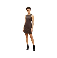 M.m.LaFleur Petite Faux Leather Shift Dress with Princess Seams