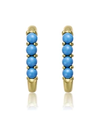 GiGiGirl Teens Sterling Silver 14k Gold Plated with Nano Turquoise Beads Oblong U-Shaped Latch Back Hoop Earrings