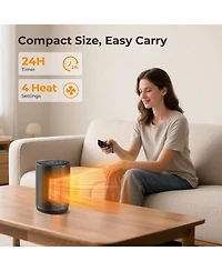 Cowsar Small Space Heaters for Indoor Use, Mini Portable Electric Heaters with Thermostat & Remote, Safe and Quiet Ceramic Heater,Timer,Desk Heater