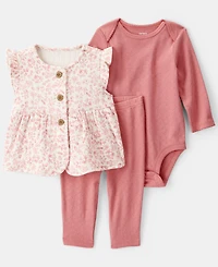 Carter's Baby Girls' Floral Vest, Bodysuit, and Pants, 3-Piece Set