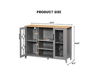 Led Wine Bar Cabinet with Glass Rack and Storage, Home Coffee & Liquor Sideboard Buffet