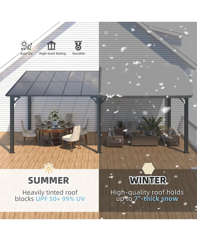 Aecojoy 20'x8' Wall Mounted Gazebos Pergola