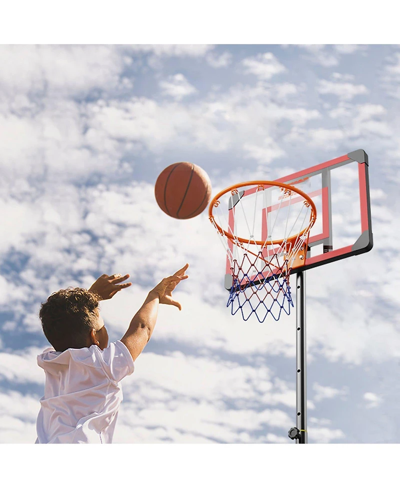 Mecale 28-Inch Adjustable Basketball Hoop, 5–7 ft Portable Backboard System with Wheels and Fillable Base