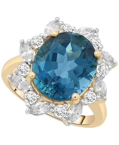 Macy's London Blue Topaz (5-7/8 ct. t.w.) and White Sapphire (1-1/3 ct. t.w.) Ring in 14k Yellow Gold