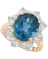 Macy's London Blue Topaz (5-7/8 ct. t.w.) and White Sapphire (1-1/3 ct. t.w.) Ring in 14k Yellow Gold