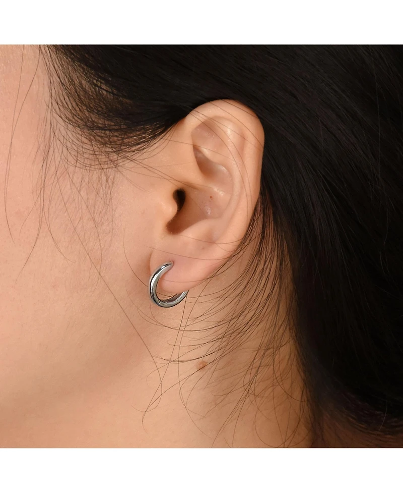 Bling Jewelry Set of 2 Classic Thin Hoop Huggie Earrings Silver Gold Plated Sterling Silver