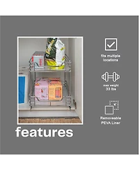 Household Essentials Glidez 14.25" W Steel Pull-Out Storage Organizer, 2-Tier Design, Chrome