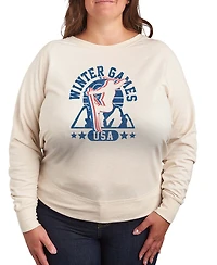 Hybrid Apparel Plus Winter Games Skiing Word Art Long sleeve T-shirt