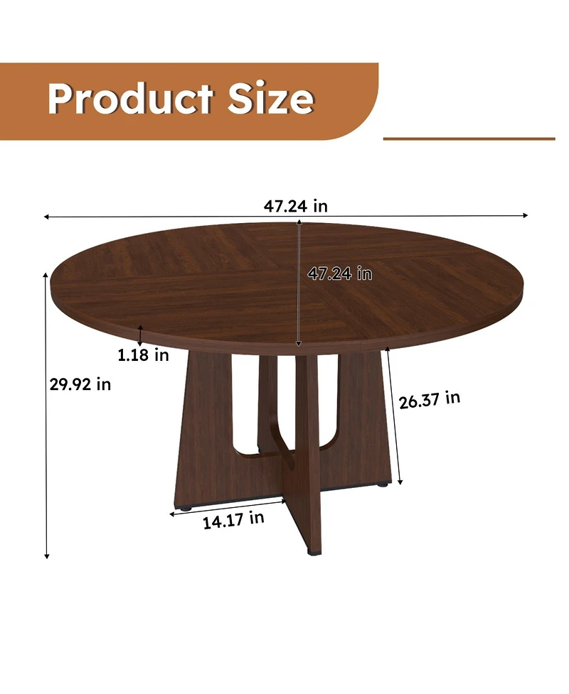 Streamdale 47" Round Farmhouse Dining Table - Spiced