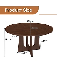 Streamdale 47" Round Farmhouse Dining Table - Spiced