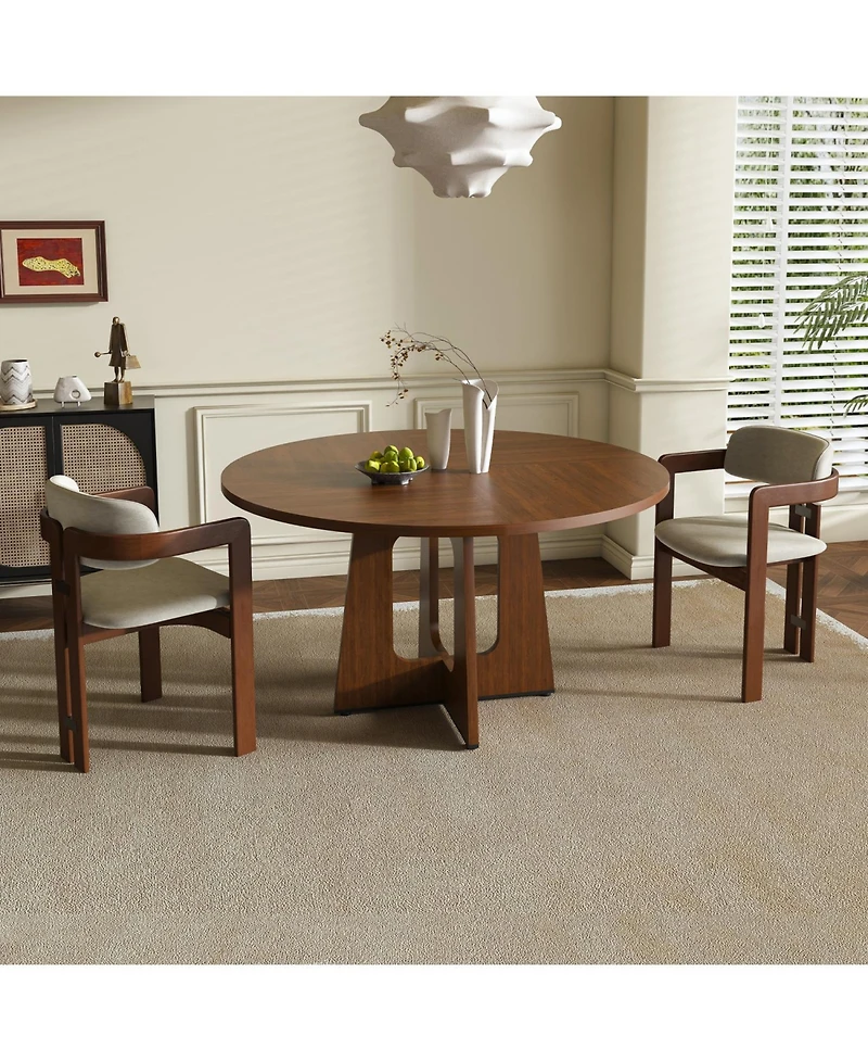 Streamdale 47" Round Farmhouse Dining Table - Spiced