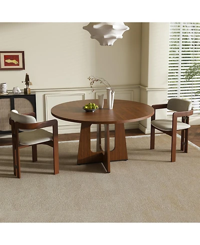 Streamdale 47" Round Farmhouse Dining Table - Spiced