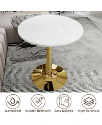 Streamdale Furniture Streamdale Gold 27.6" Mid-Century Modern Dining Table with White Marble Top