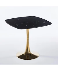 Streamdale Furniture Square Dining Table 31.5", Mid-Century Modern Kitchen Table, Black/Gold Base