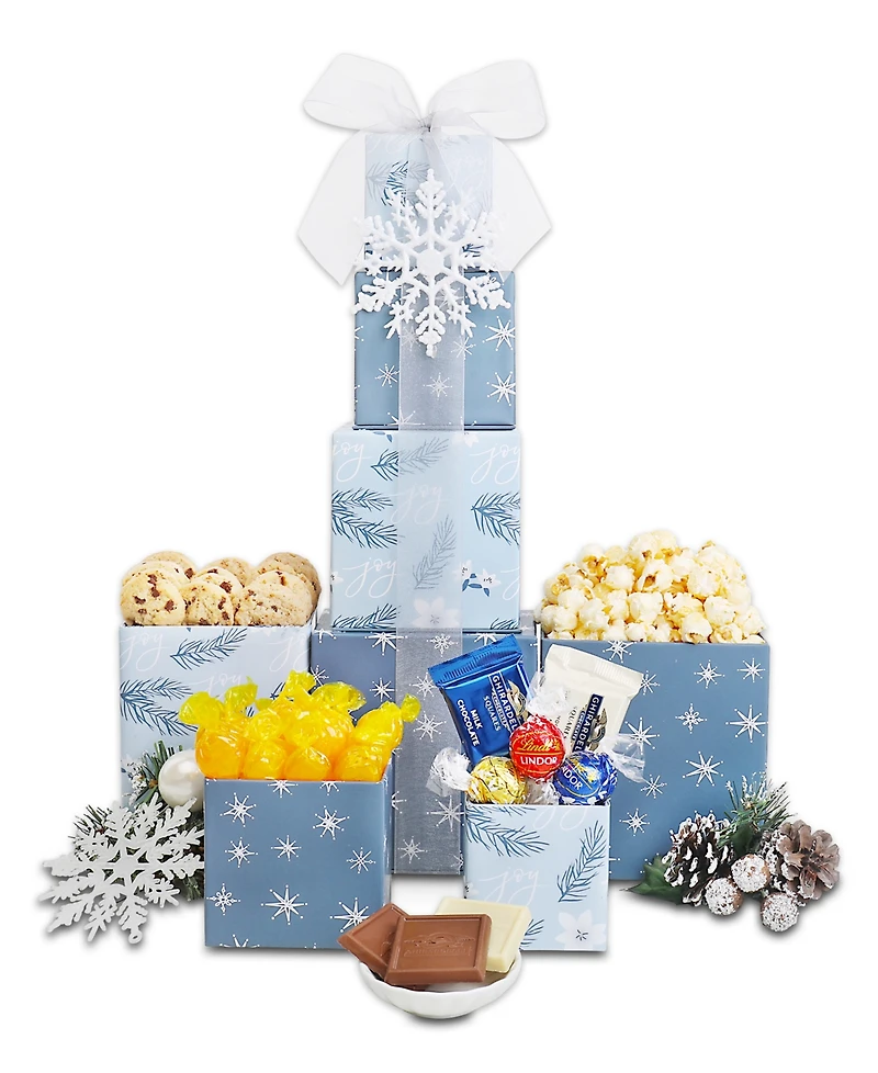 Alder Creek Gift Baskets Holiday Winter Wonderland Gift Tower, 7 Piece Set