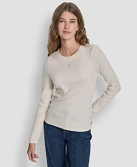 Dkny Jeans Women's Rhinestone-Embellished Crewneck Sweater
