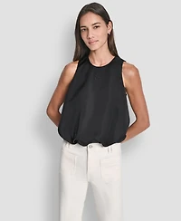 Dkny Jeans Women's Sleeveless Rhinestone Button Bubble Top