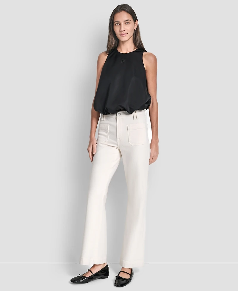 Dkny Jeans Women's Sleeveless Rhinestone Button Bubble Top