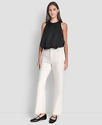 Dkny Jeans Women's Sleeveless Rhinestone Button Bubble Top