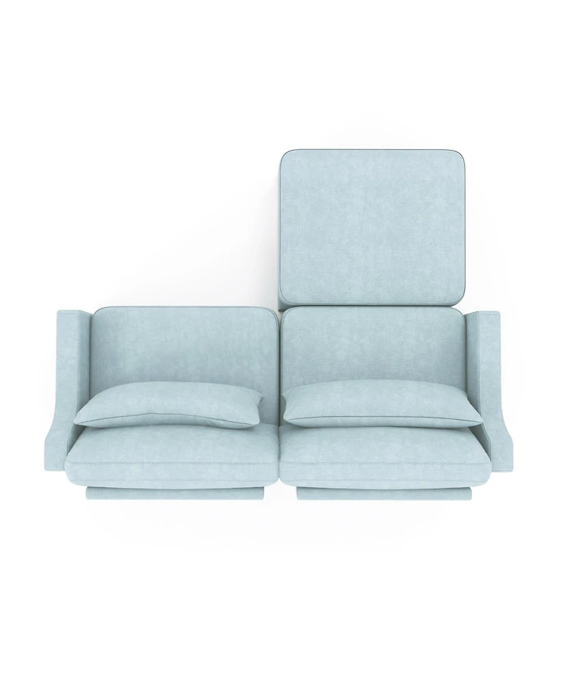Streamdale Furniture Chenille 2-Seater Sofa w/ Ottoman & Pillows - Sky Blue