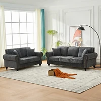Streamdale Furniture Streamdale 86" Modern Chenille Sofa with Rolled Arms & Nailhead Trim