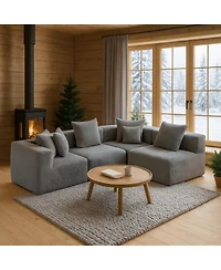 Streamdale Furniture Streamdale Modular L-Shaped Chenille Deep-Seat Couch with Pillows - Grey