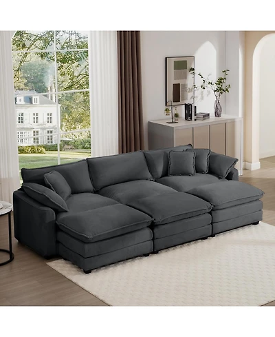 Streamdale Furniture Oversized Modular Corduroy Sofa with Ottoman