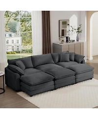 Streamdale Furniture Oversized Modular Corduroy Sofa with Ottoman
