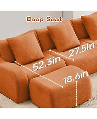 Streamdale Furniture U-Shaped Boneless Sofa, Teddy Fabric, No Assembly, Curved Armrest