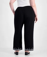 And Now This Trendy Plus Embroidered Cotton Wide Leg Pants, Macy's Exclusive