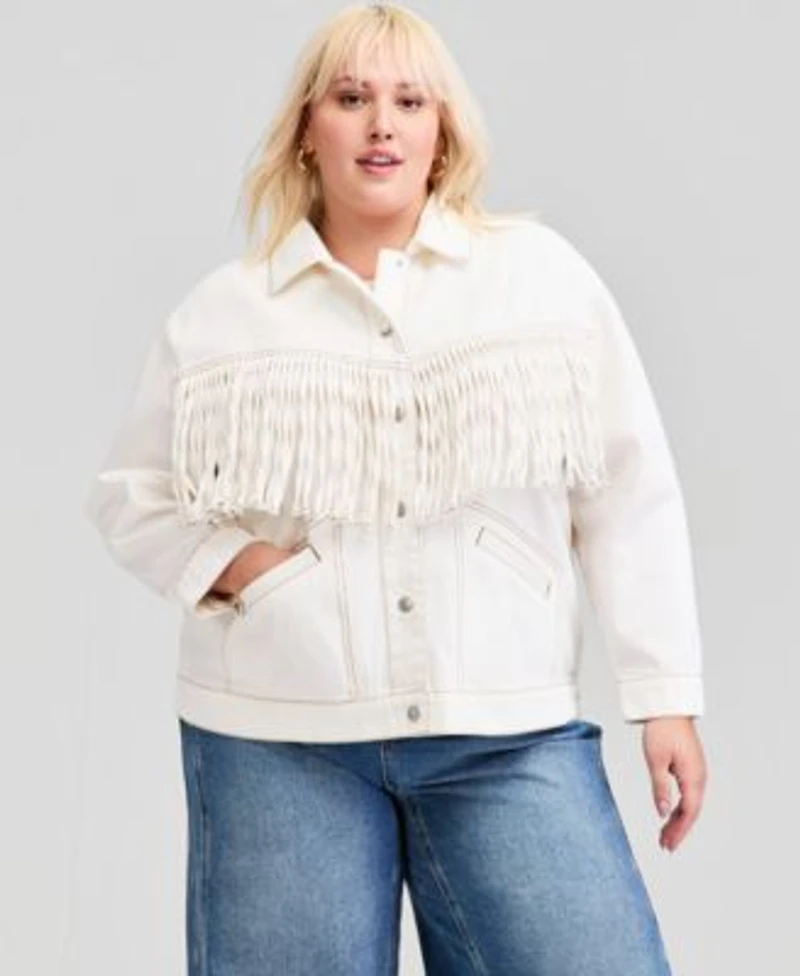 Now This Womens Fringe Trim Denim Jacket Macys Exclusive