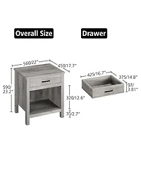 Gaomon Farmhouse Nightstand, Rustic Bedside Table with Drawer & Storage Shelf for Bedroom and Living Room