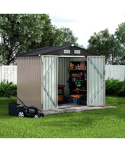 Gaomon 6x8x6.4FT Outdoor Storage Shed, Large Metal Garden Tool Shed with Lockable Doors & Air Vents for Backyard and Patio