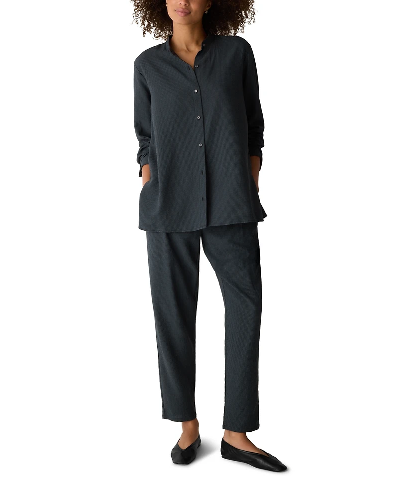 Eileen Fisher Petite Mandarin Collar Button Front Shirt
