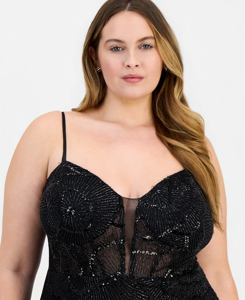 Say Yes Plus Sequinned Mermaid Gown