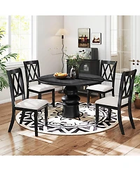 Costway Farmhouse Dining Chairs Modern Kitchen Chairs with Elegant Hollowed backrest