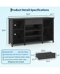 gaomon 71in Wine Bar Cabinet, Modern Buffet Cabinet with Storage Drawer and Adjustable Shelf, Industrial Coffee Bar Table