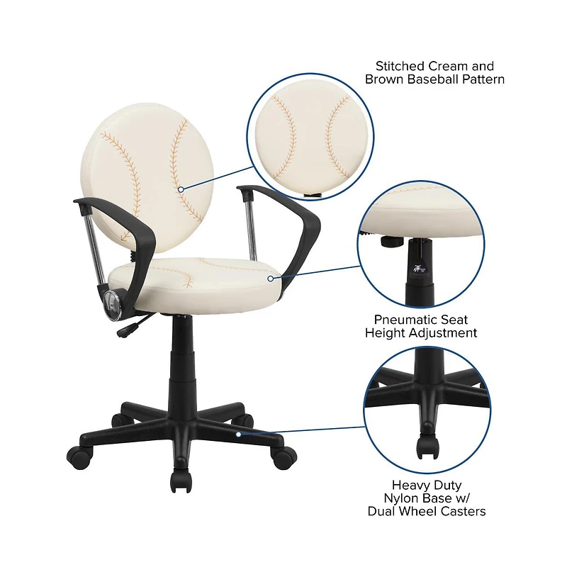 Emma+Oliver Sports Swivel Task Office Chair with Arms