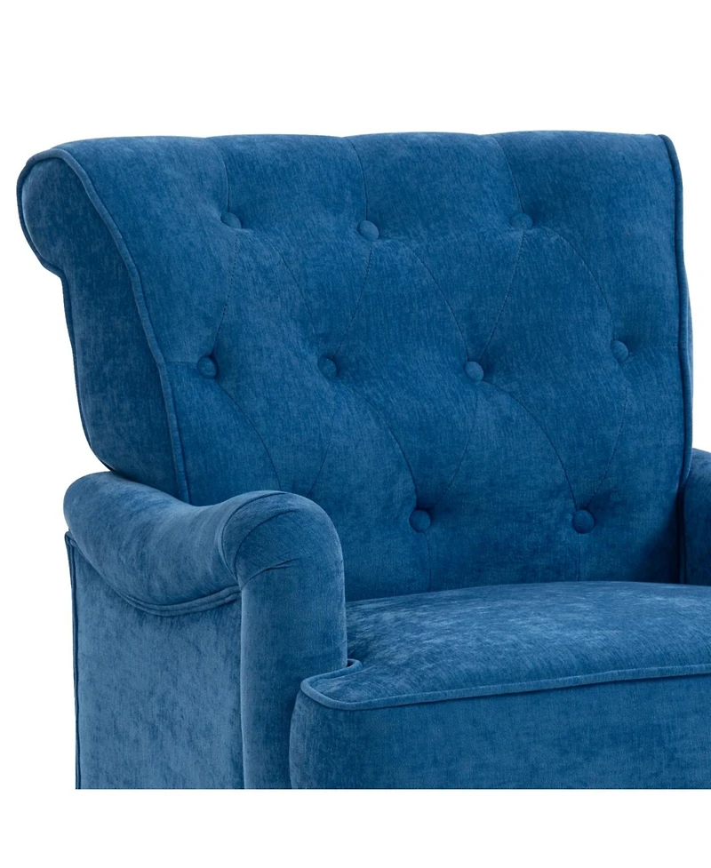 Streamdale Furniture Light Chenille Club Chair with Retro Wooden Legs